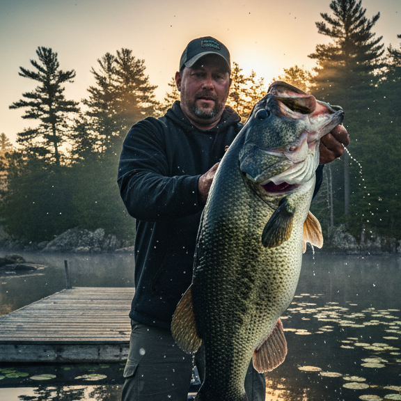trophy bass caught on a new jersey lake at dusk