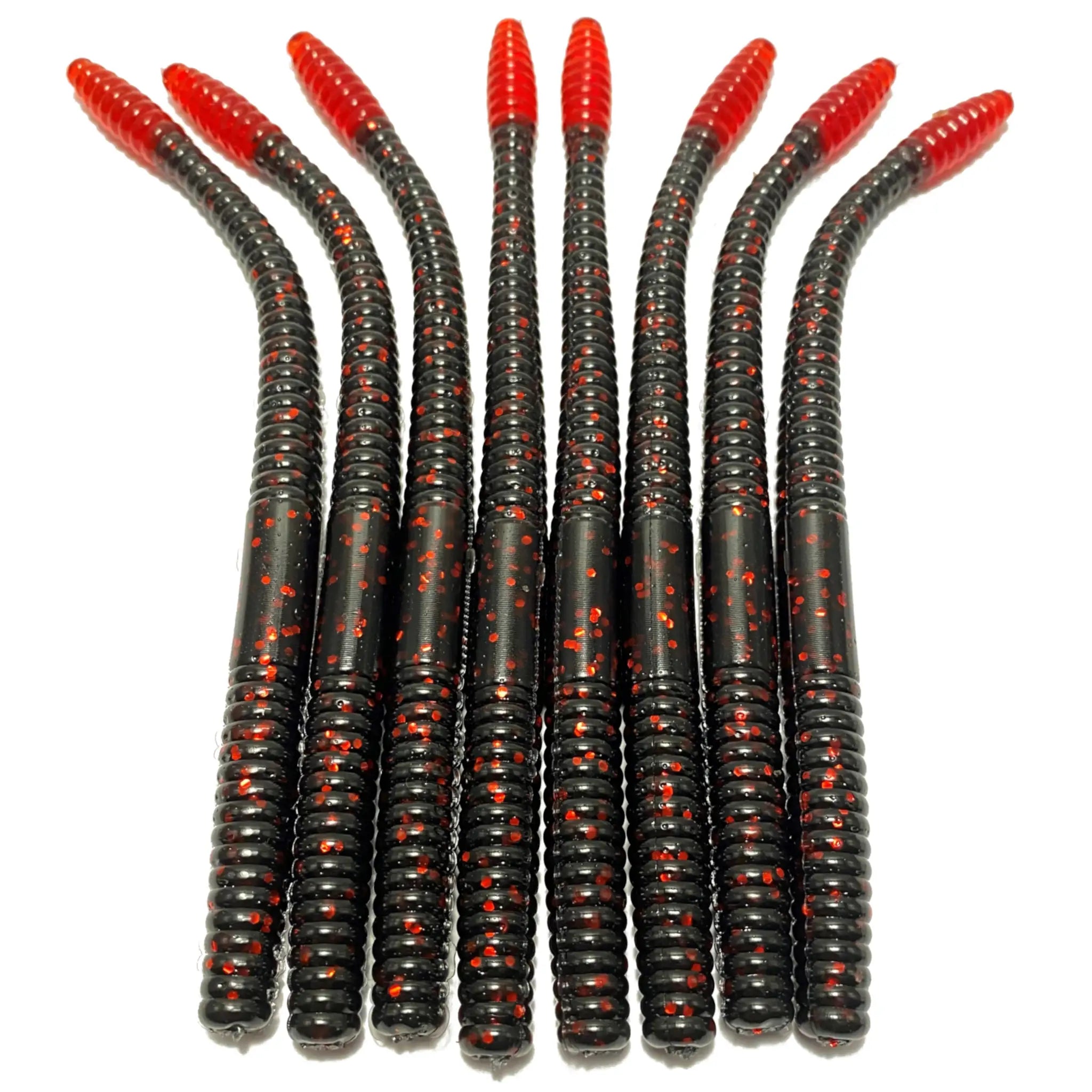 finesse worm fishing lure Obee 6" Black Red Tail Finesse Worm