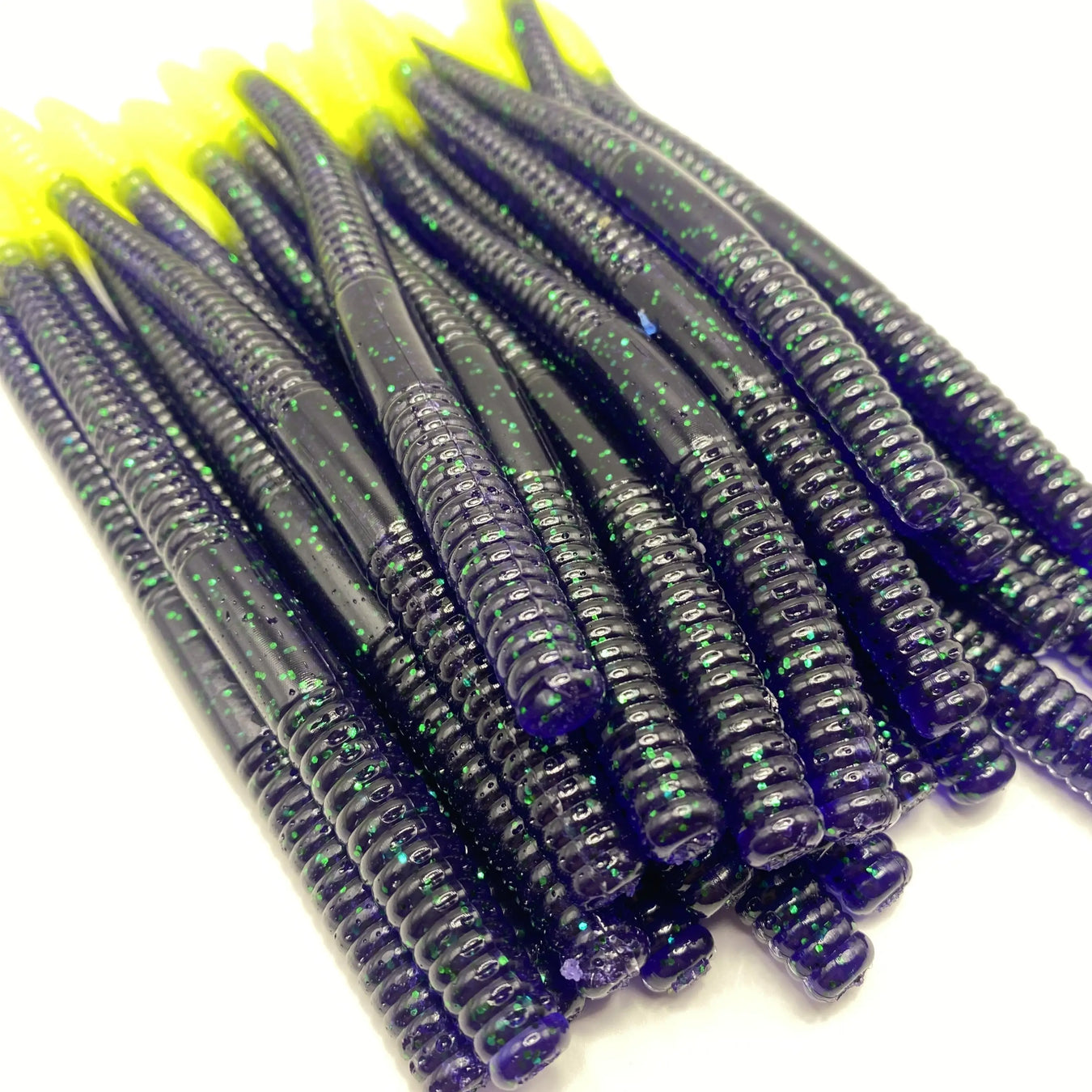 6’’ Finesse Worm | Junebug Chartreuse - Fishing Baits &