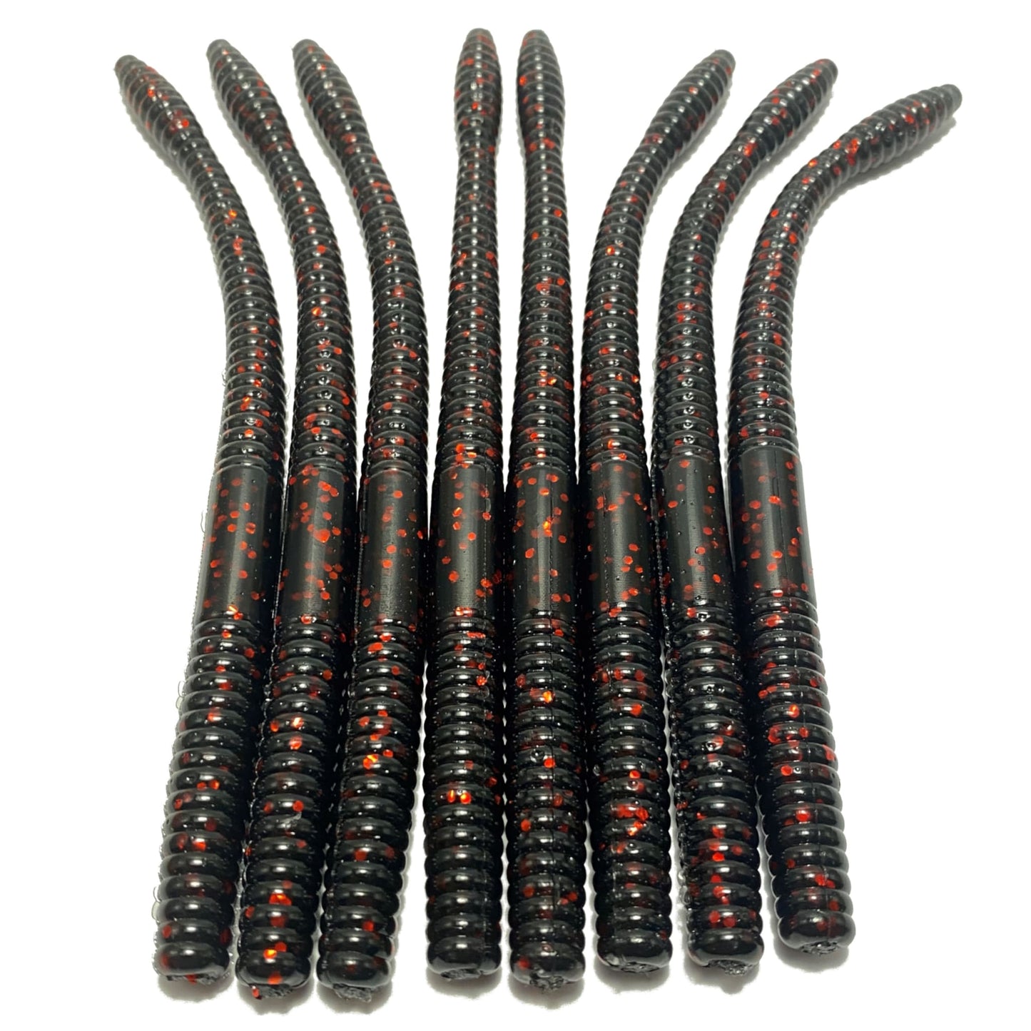 Obee 6 Finesse Worm - Black Red Flake - 6 Finesse Worm