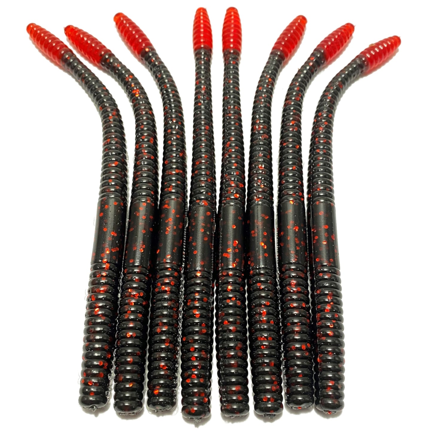 Obee 6 Finesse Worm - Black Red Tip - 6 Finesse Worm
