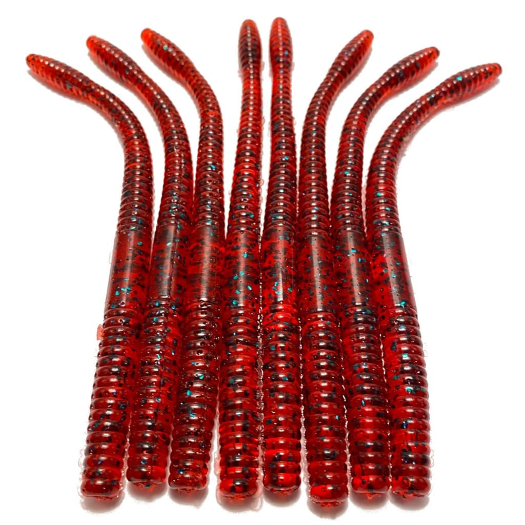 6 1/2 Finesse Worm Trick Worm Style Red Shad Plastic 50 pk Bulk Bag Bass