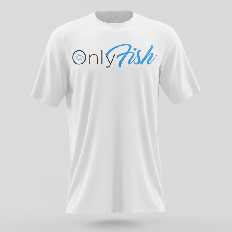 OnlyFish White T-Shirt - Full Logo Front - S - T-Shirt