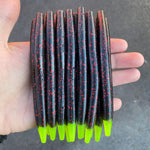 Obee Stick Worm - Black Red Flake Chartreuse Tail - Fishing