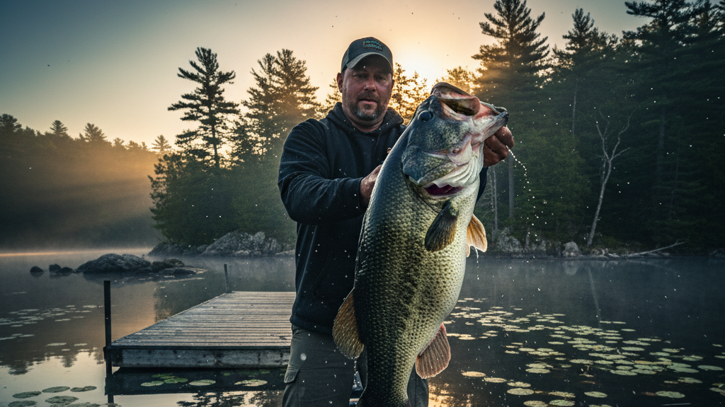 trophy bass caught on a new jersey lake at dusk