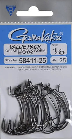 Gamakatsu EWG Offset Worm Hook - Affordable