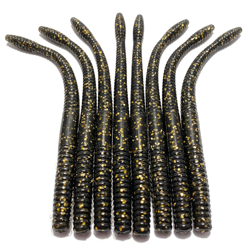 6’’ Finesse Worm | Black Gold Flake - Fishing Baits & Lures