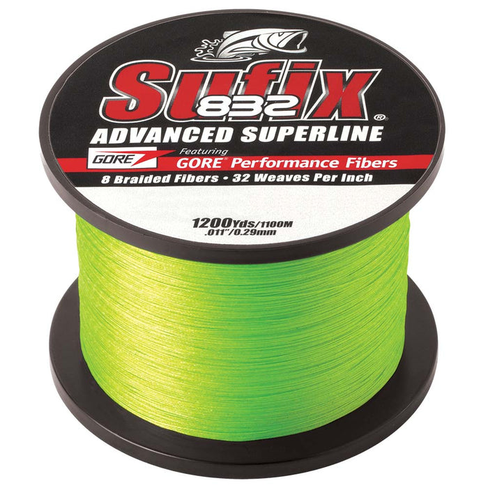 Sufix 832 Advanced Superline Braid - 15lb - Neon Lime - 1200 yds