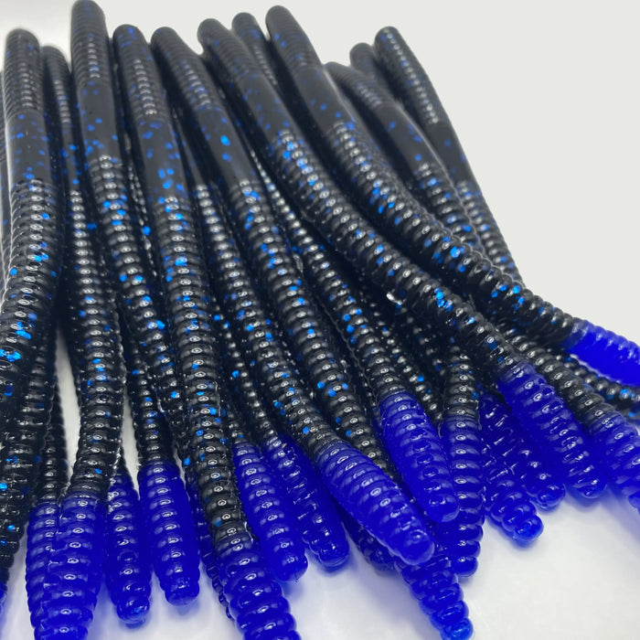 6’’ Finesse Worm | Black Blue with Blue Tip - Fishing Baits