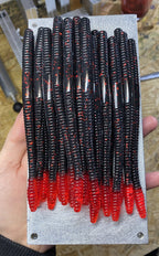 6" Finesse Worm | Black Red with Red Tip