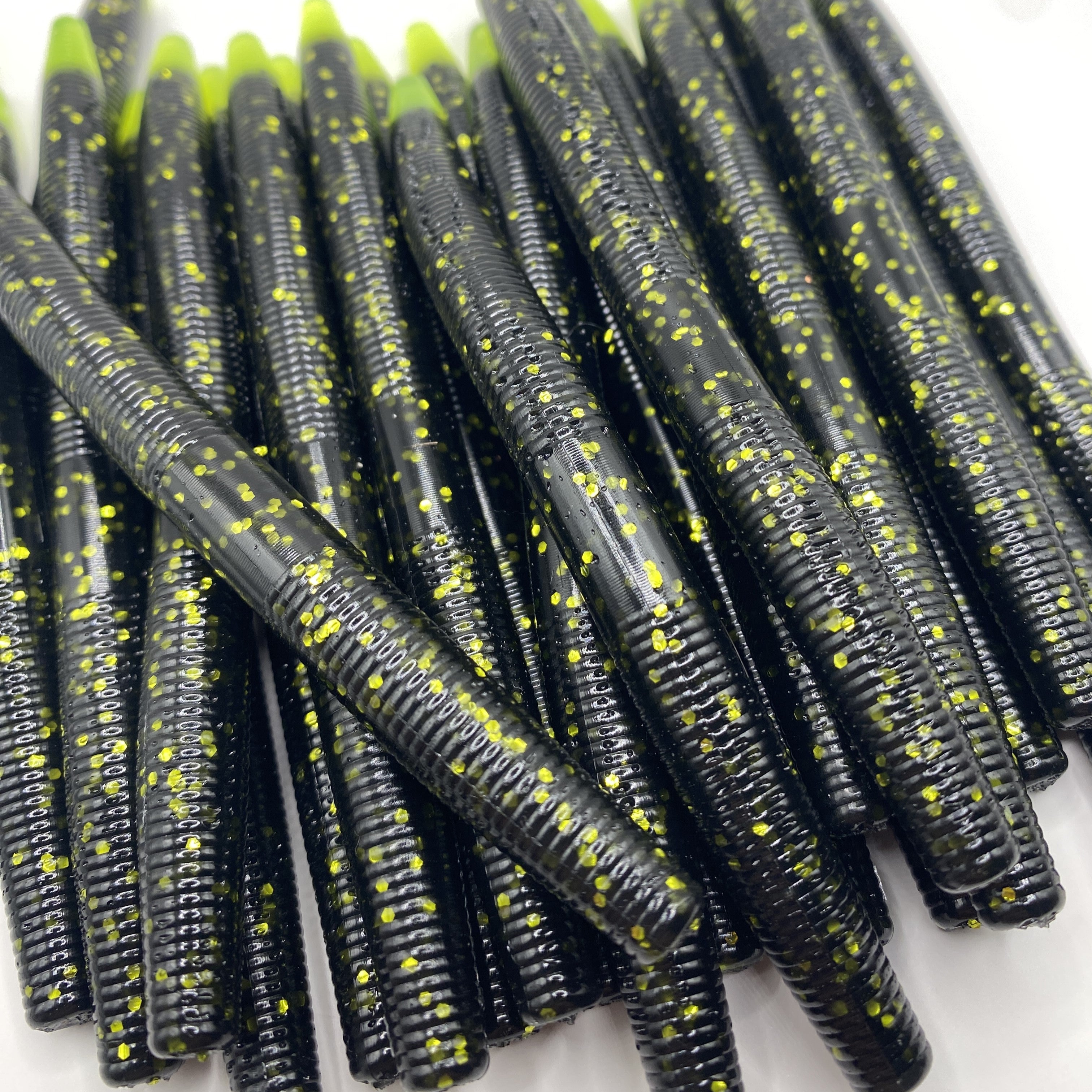 black chartreuse flake stick worm