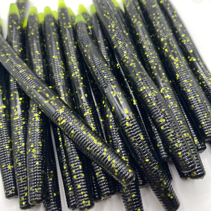 black chartreuse flake stick worm