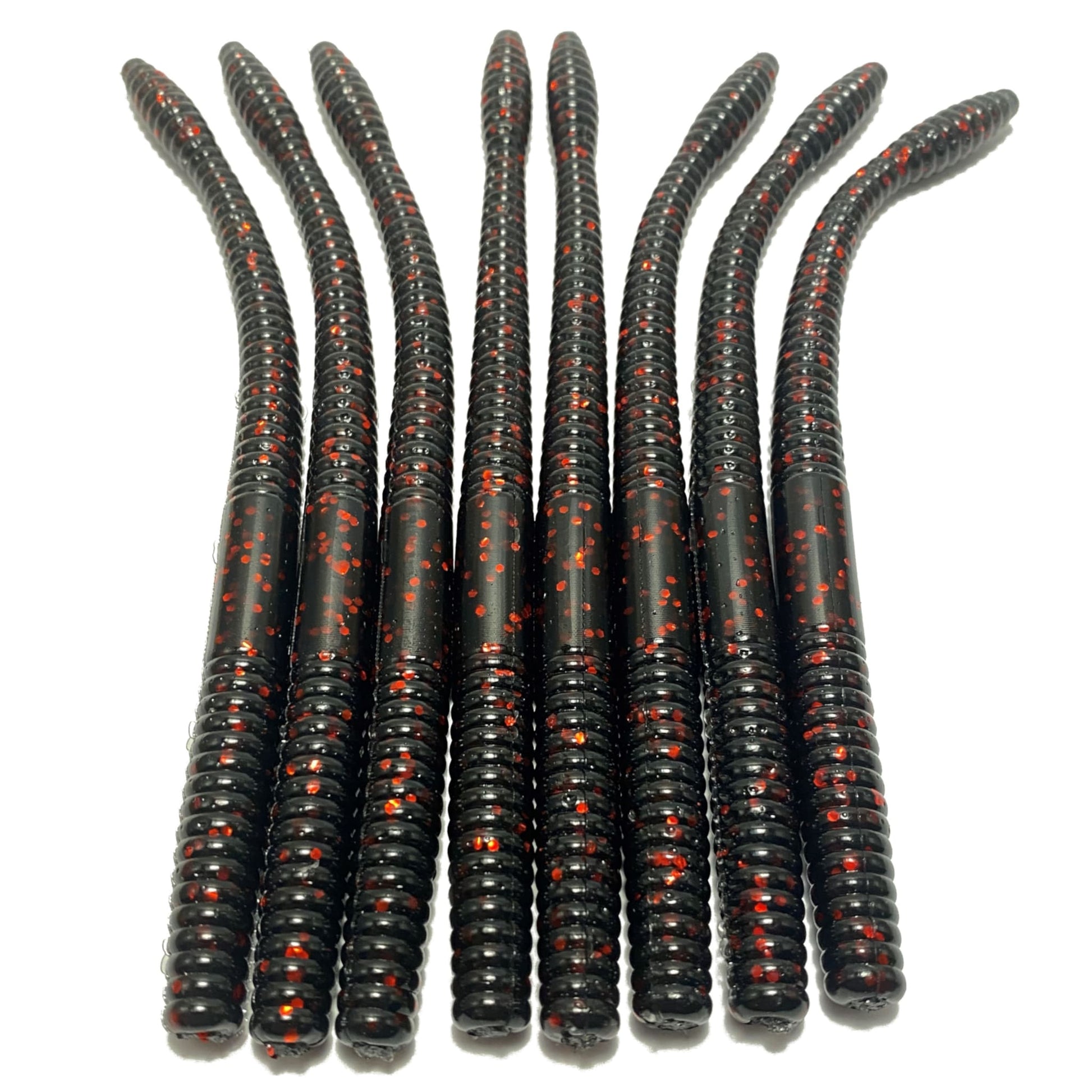 Obee 6 Finesse Worm - Black Red Flake - 6 Finesse Worm