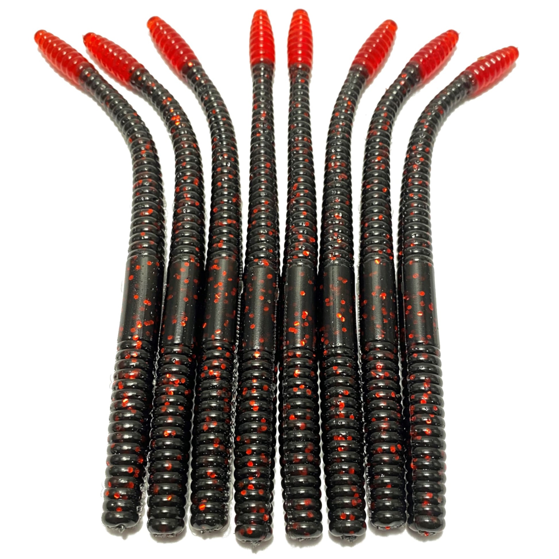 Obee 6 Finesse Worm - Black Red Tip - 6 Finesse Worm