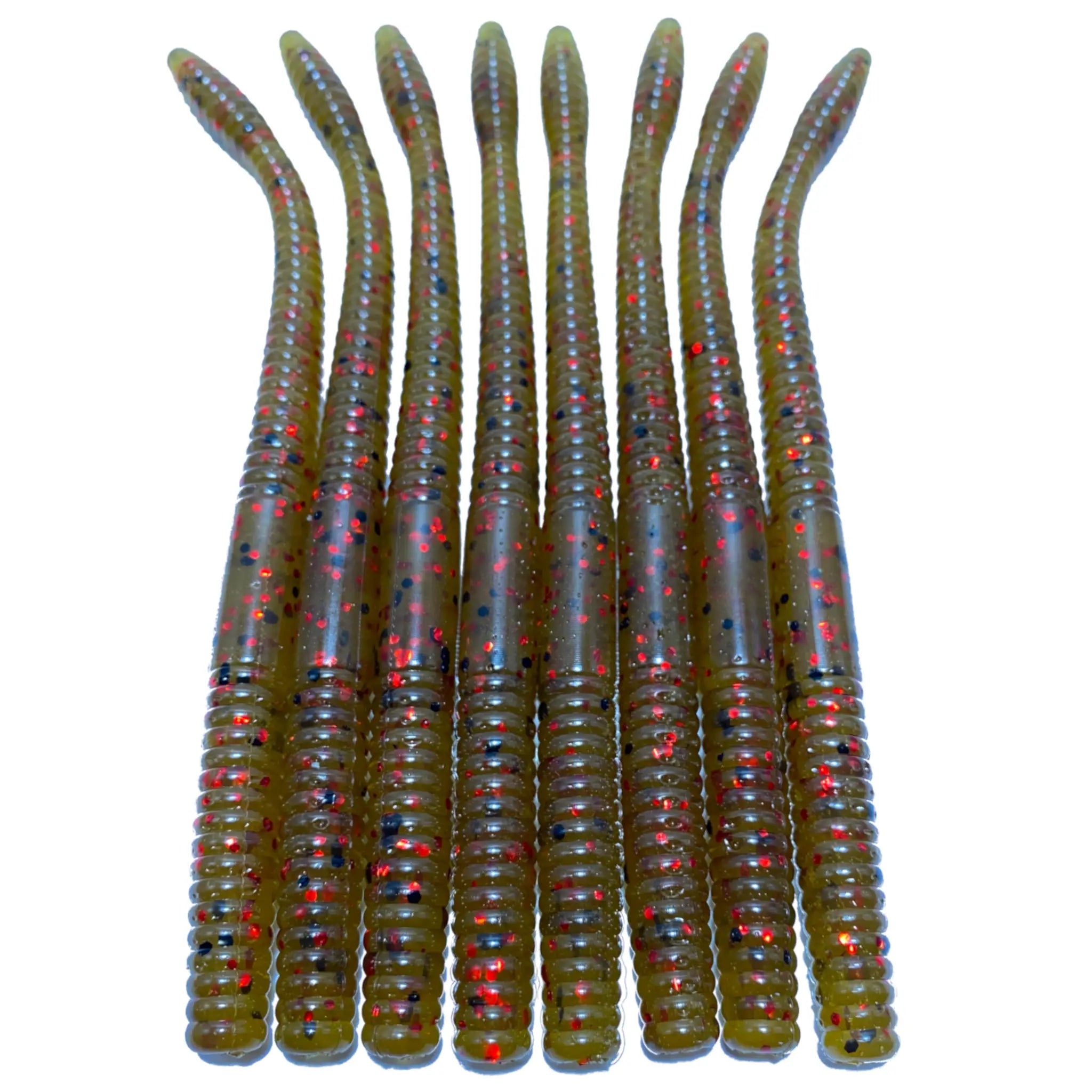 Obee 6’’ Finesse Worm - Green Pumpkin Red - 6’’ Finesse Worm