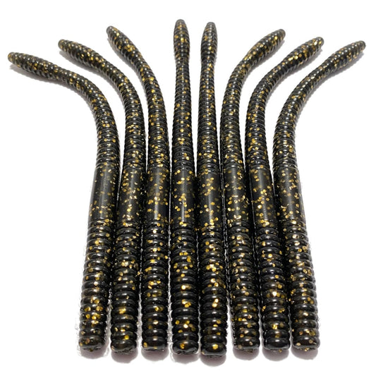 Obee Finesse Worm - Black Gold Flake - Obee Fishing Co.