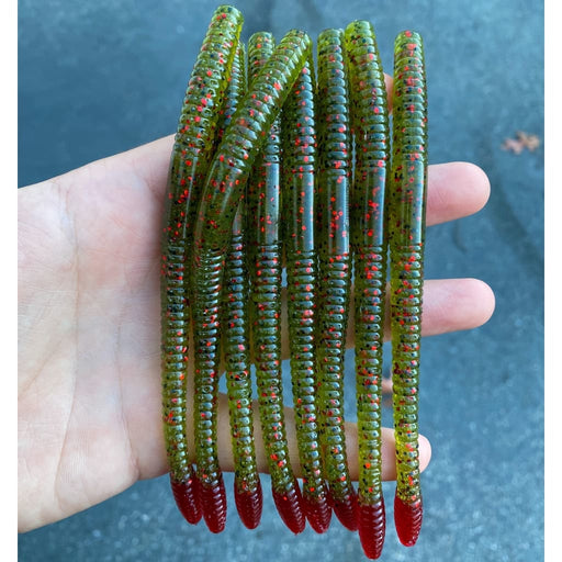 6" Finesse Worm - Watermelon Red Tip - Obee Fishing Co.